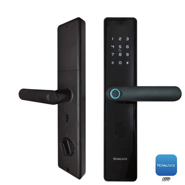 NDM 9201 Black Novalock NDM 9102 smart lock with multi-access options, including fingerprint and passcode for home protection.
