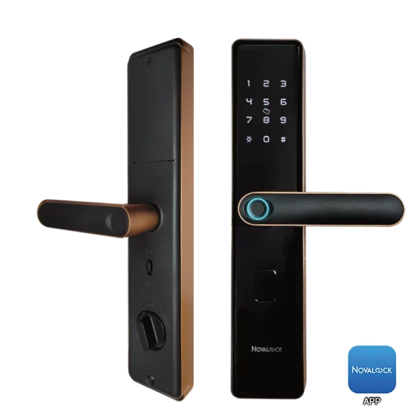 NDM 9201 Rose Gold Novalock NDM 9102 smart lock with multi-access options, including fingerprint and passcode for home protection.