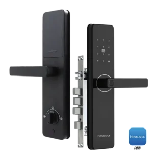 Novalock NDM 9203 smart lock, high-tech smart lock with fingerprint, PIN, RFID card, and mechanical key unlock in Malaysia.