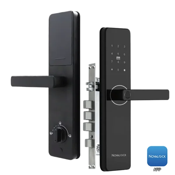 NDM 9203 Novalock NDM 9203 smart lock, high-tech smart lock with fingerprint, PIN, RFID card, and mechanical key unlock in Malaysia.