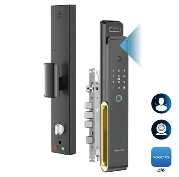 Novalock NDM 9803-WPRO smart lock with live video camera, 3D face recognition, fingerprint, RFID card, passcode and mechanical key in malaysia.