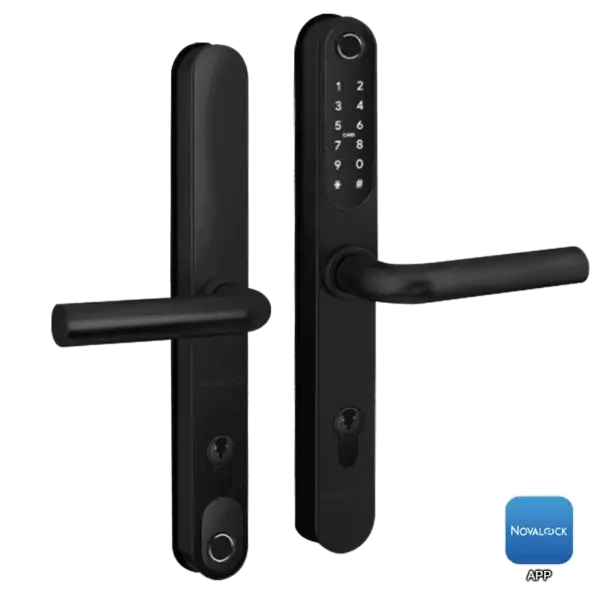 NDM X6-G-Black Novalock NDM X6-G Smart Lock Black, smart security lock for metal doors with DUAL fingerprint, DUAL RFID card, DUAL key and PIN code access.