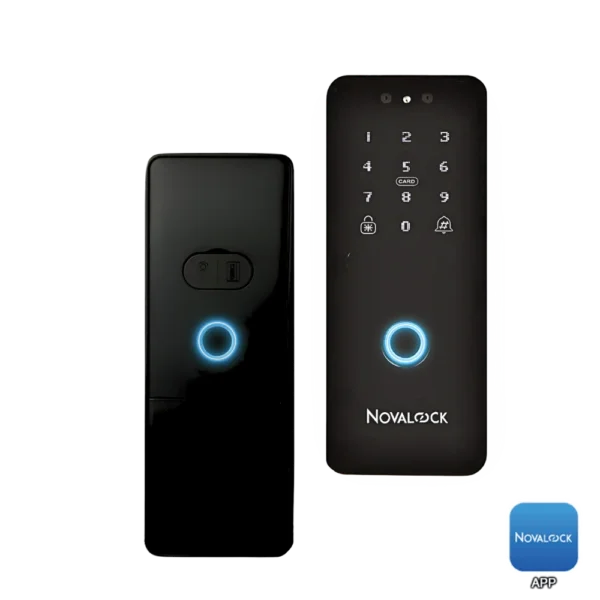 NDR 901-G PRO Novalock NDR 901-G PRO smart lock, a smart metal gate lock with 3D face recognition, DUAL fingerprint access and DUAL RFID key card for secure metal doors.