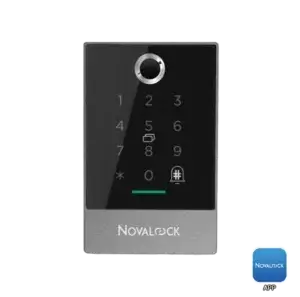 Novalock NEM K2F electromagnetic lock with fingerprint access, ensuring high-security door control for commercial and residential use.