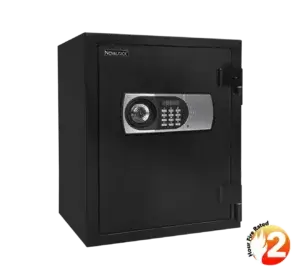 Novalock NFM 430-2 advanced fire-resistant safe with pin and key security features.