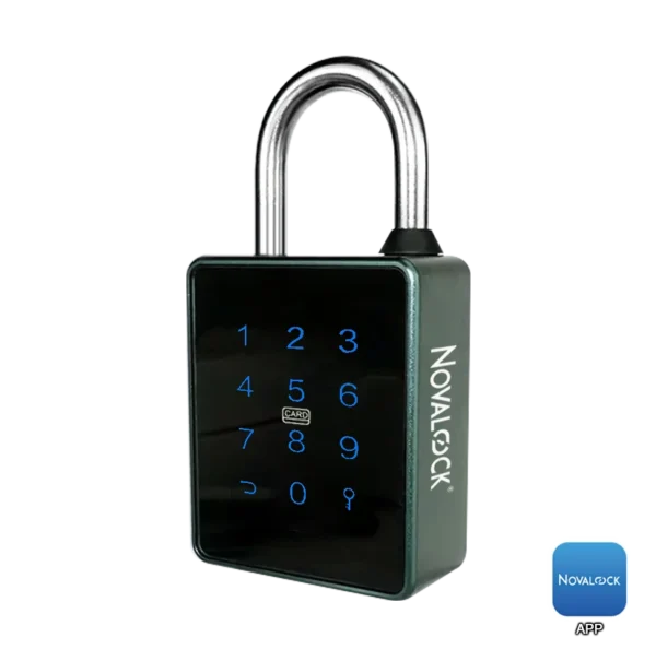 Novalock NPL 855 digital smart padlock with password and key access for lockers, gates, and personal security.