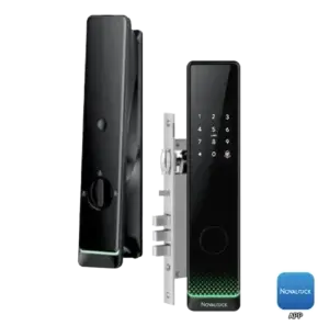 Novalock NRM 9216 smart lock (Black) Push-Pull handle type with advanced security features, including one-touch fingerprint access, password, RFID card, and mechanical key in Malaysia.