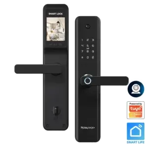 Novalock+ NVM 9201 PRO smart door lock with doorbell camera, fingerprint, password, card and mechanical key access, ideal for modern Malaysian homes.