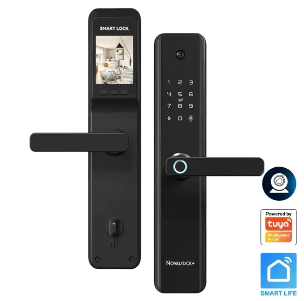 NVM 9201 PRO Novalock+ NVM 9201 PRO smart door lock with doorbell camera, fingerprint, password, card and mechanical key access, ideal for modern Malaysian homes.
