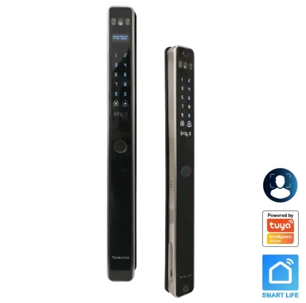 NVM ZR-G PRO Novalock+ NVM ZR-G PRO smart lock for metal gates with dual 3D face recognition, dual fingerprint and dual passcode entry.