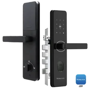 Novalock NDM 9203 smart lock, high-tech smart lock with fingerprint, PIN, RFID card, and mechanical key unlock in Malaysia.