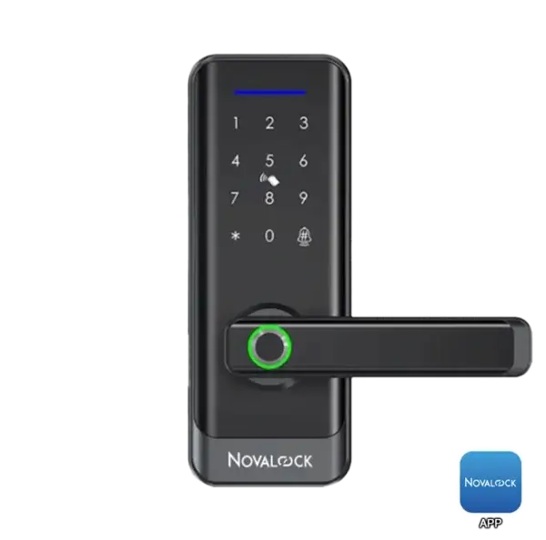 NDL 915B NDL 915B Smart Lock (Latch Type) with One-Touch Fingerprint, PIN Code, RFID Card, Mechanical Key Override, Bluetooth App, and optional Wi-Fi.