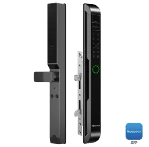 NDM AL-P2 PRO Smart Lock for Aluminium Door with 3D Face Recognition, One-Touch Fingerprint, PIN Code, RFID Card, Mechanical Key Override, Bluetooth App, and optional Wi-Fi.