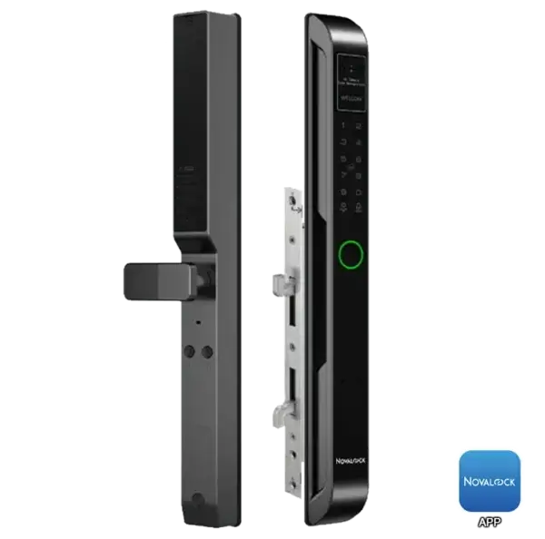 NDM AL-P2 PRO NDM AL-P2 PRO Smart Lock for Aluminium Door with 3D Face Recognition, One-Touch Fingerprint, PIN Code, RFID Card, Mechanical Key Override, Bluetooth App, and optional Wi-Fi.