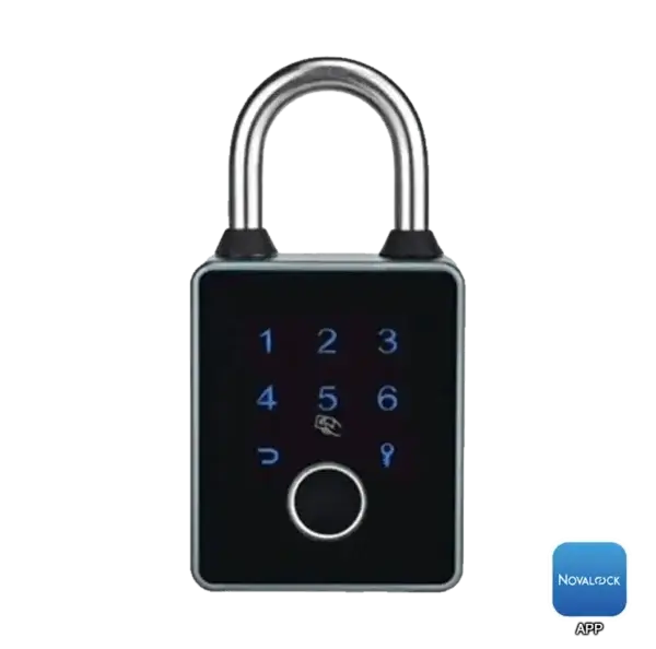 NPL 955 NPL 955 Smart Padlock – Biometric Fingerprint Lock with Pin Code, RFID Card, Mechanical Key, Remote Control, Bluetooth App, and Optional Wi-Fi for Enhanced Security.