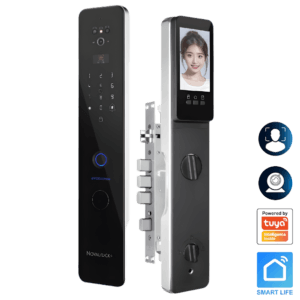 NVM 9813 Pro+ NVM 9813 Pro+ Smart Lock – Super Thin Design for Wooden & Security Doors, No Need to Remove Push-Pull Handle. Features Live Video Camera, Door Viewer, Built-in Doorbell, Radar Motion Detection, 3D Face Recognition, Fingerprint Unlock, PIN Code, RFID, Mechanical Key Override, Smart Home Integration, Siri Shortcuts & Built-in Wi-Fi.