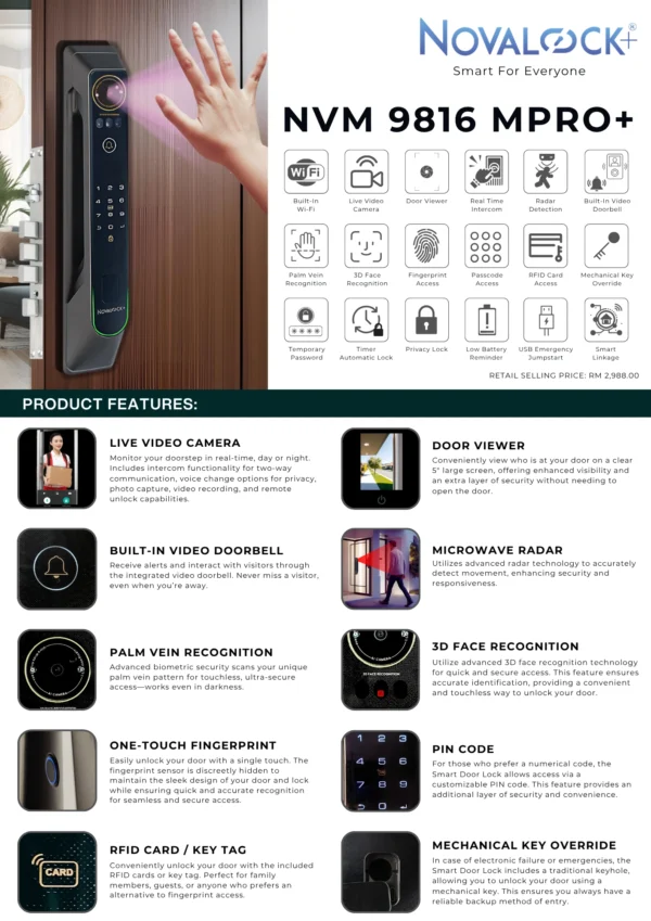 NVM 9816 MPRO Smart Lock with Palm Vein Recognition